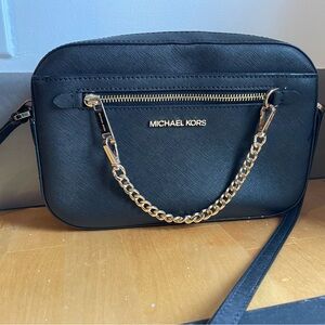 Michael Kors Black Crossbody with Gold Chain